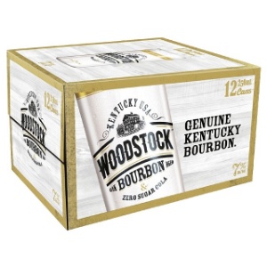 Picture of Woodstock 7% Bourbon & Zero Sugar Cola 12pack Cans 250ml