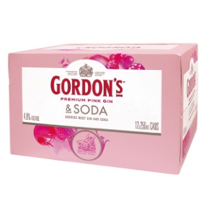 Picture of Gordons 4% Pink Gin & Soda 12pack Cans 250ml