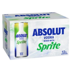 Picture of Absolut Vodka & Sprite 5% 12pack Cans 250ml