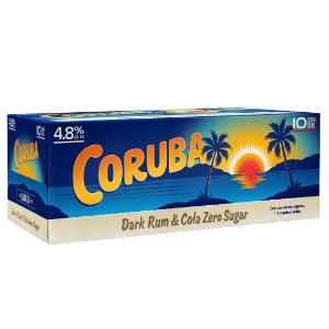 Picture of Coruba 4.8% Rum & Zero Sugar Cola 10pack Cans 330ml